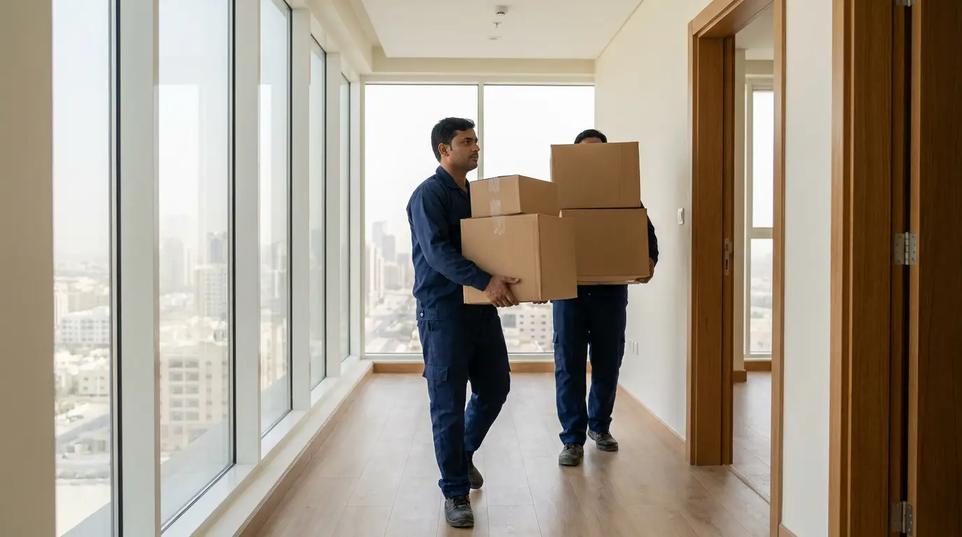Top-rated Movers and Packers in Sharjah carrying boxes